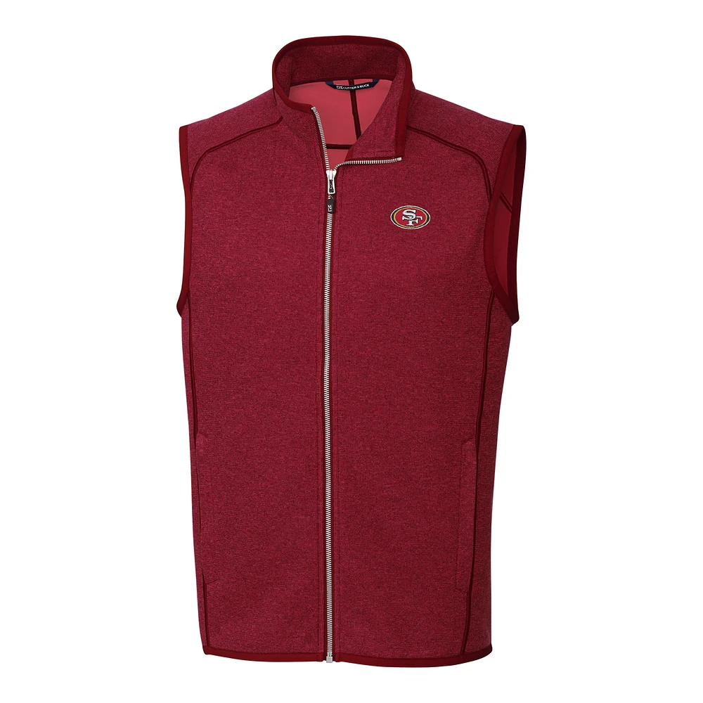 Men's Cutter & Buck Scarlet San Francisco 49ers Mainsail Sweater Knit Fleece Full-Zip Vest