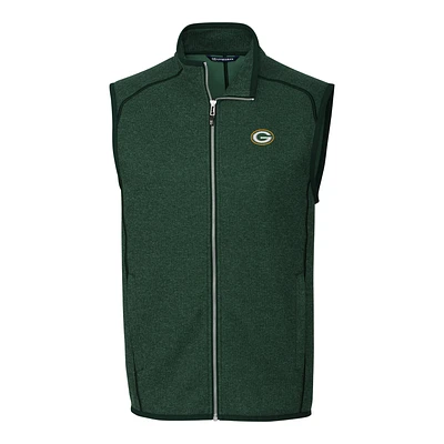 Men's Cutter & Buck Green Bay Packers Mainsail Sweater Knit Fleece Full-Zip Vest