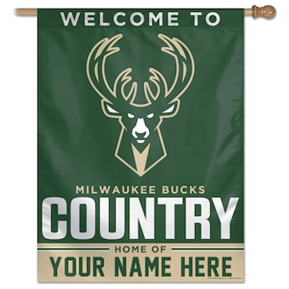 WinCraft Milwaukee Bucks Personalized 27'' x 37'' Single-Sided Vertical Banner