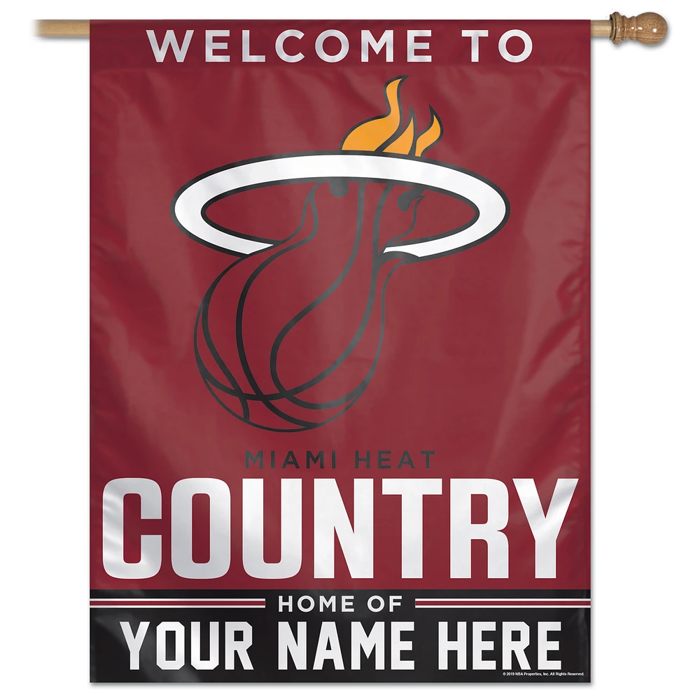 WinCraft Miami Heat Personalized 27'' x 37'' Single-Sided Vertical Banner