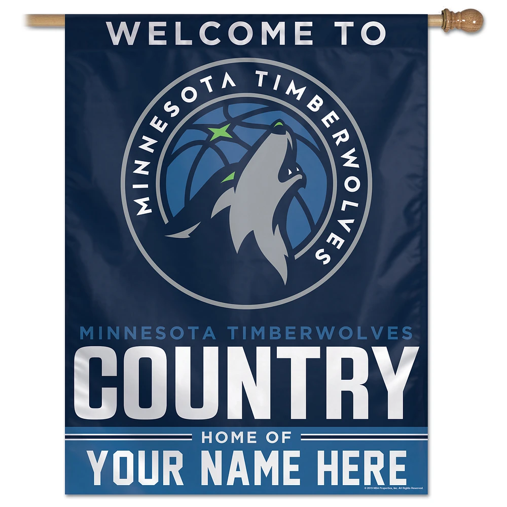 WinCraft Minnesota Timberwolves Personalized 27'' x 37'' Single-Sided Vertical Banner
