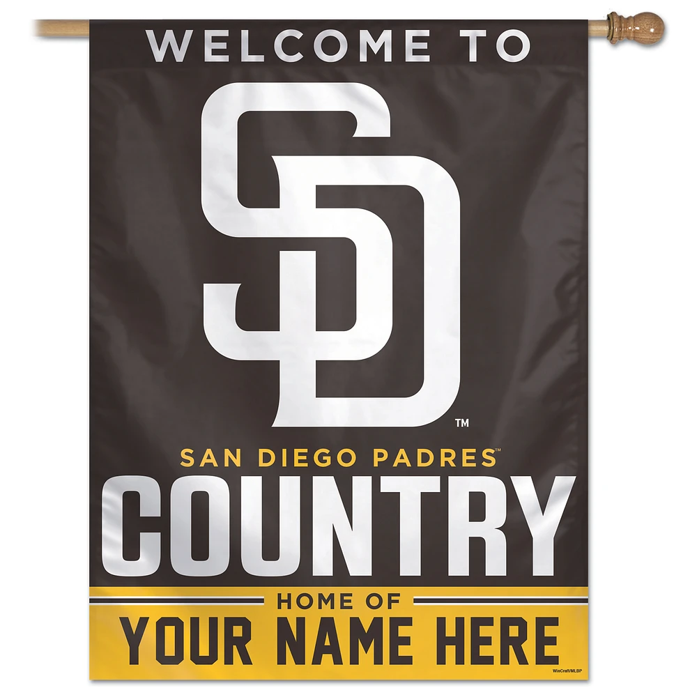 WinCraft San Diego Padres Personalized 27'' x 37'' Single-Sided Vertical Banner