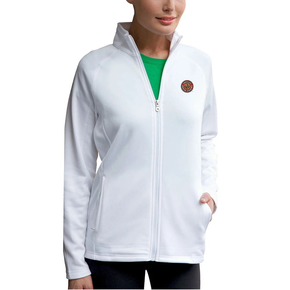 Women's White Louisiana Ragin' Cajuns Brushed Back Micro-Fleece Full-Zip Jacket