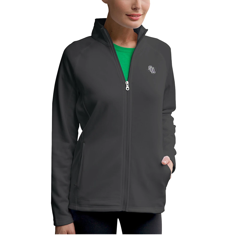 Women's Charcoal Stephen F Austin Lumberjacks Brushed Back Micro-Fleece Full-Zip Jacket