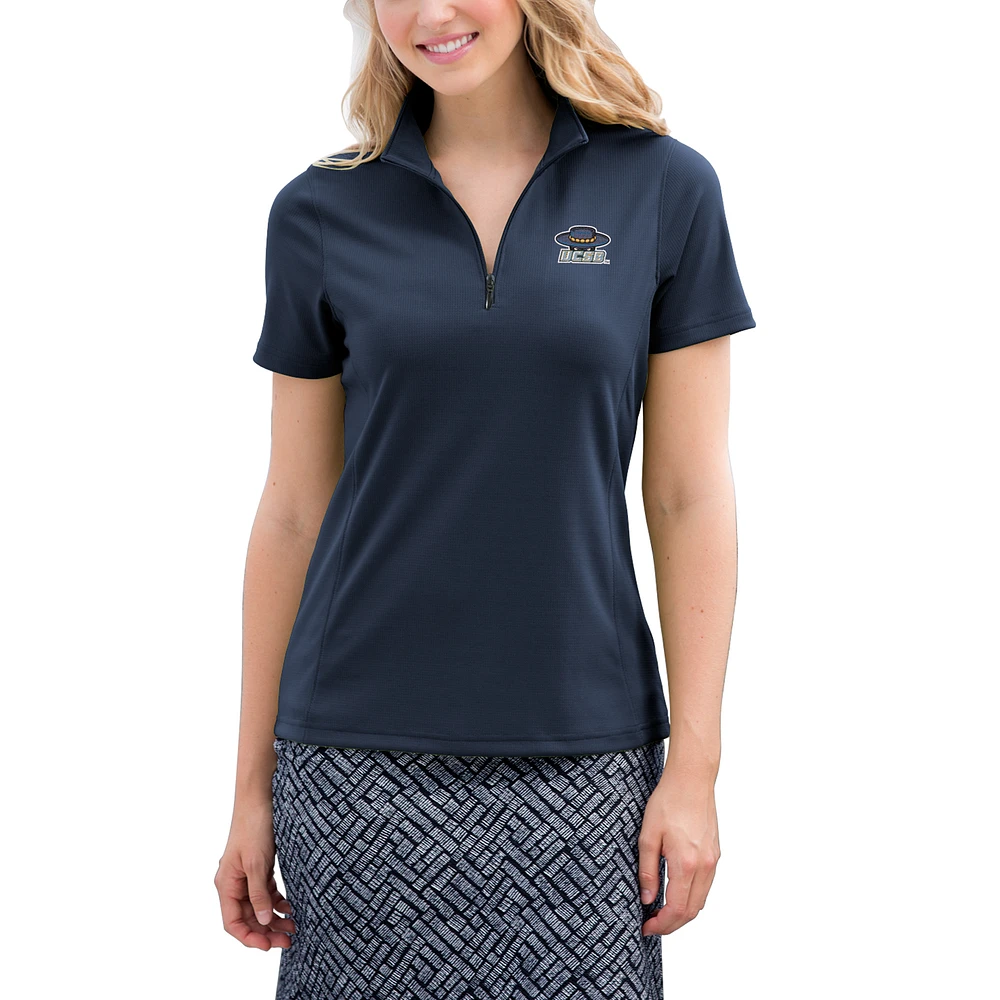 Women's Navy UC Santa Barbara Gauchos Vansport Micro-Waffle Mesh Polo