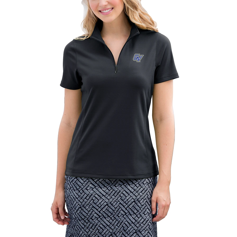 Women's Black Grand Valley State Lakers Vansport Micro-Waffle Mesh Polo