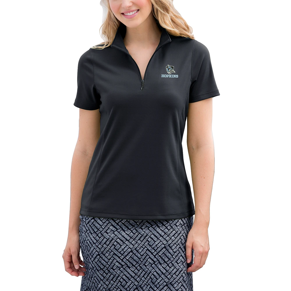 Women's Black Johns Hopkins Blue Jays Vansport Micro-Waffle Mesh Polo