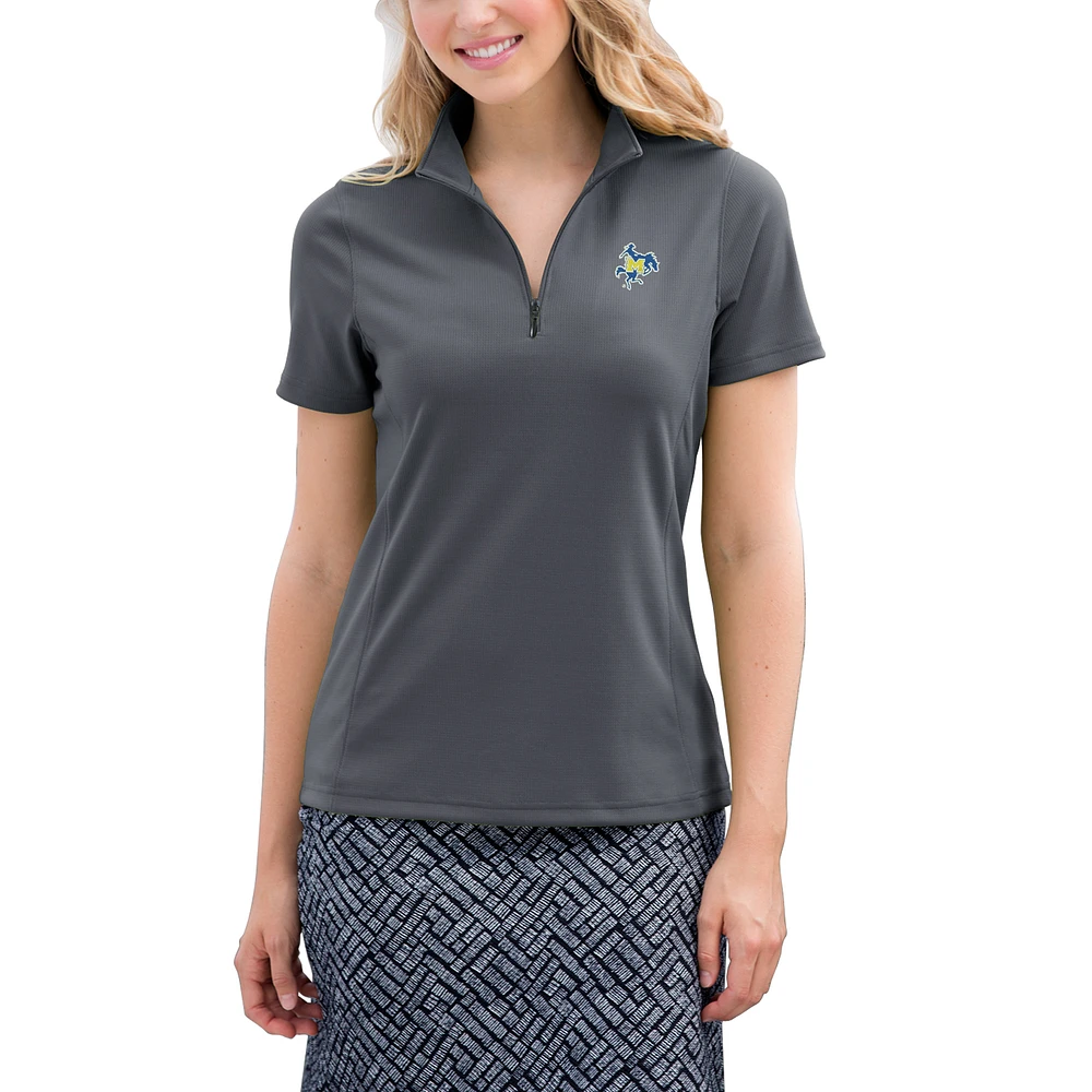 Women's Charcoal McNeese State Cowboys Vansport Micro-Waffle Mesh Polo