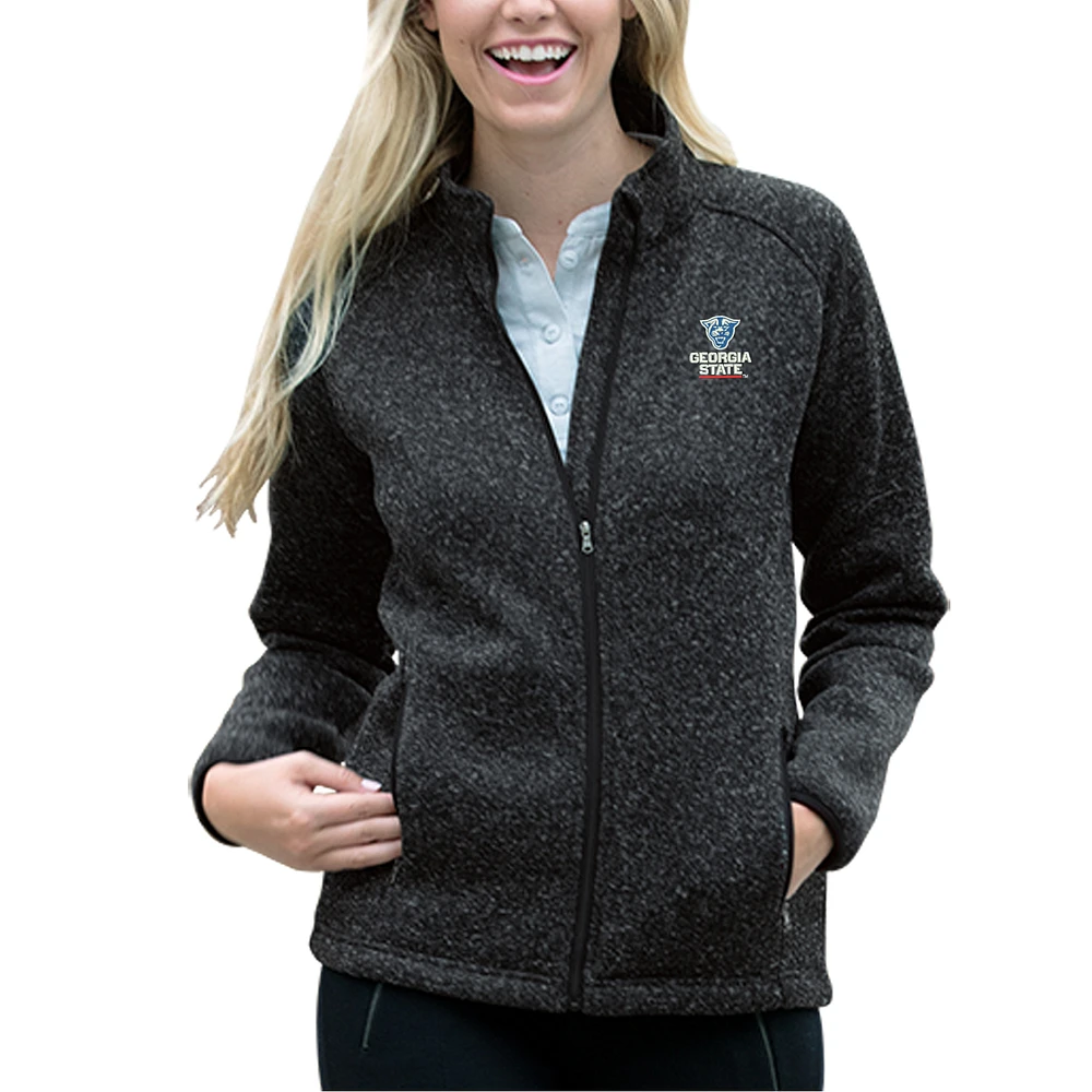 Women's Heather Black Georgia State Panthers Summit Fleece Sweater Full-Zip Jacket