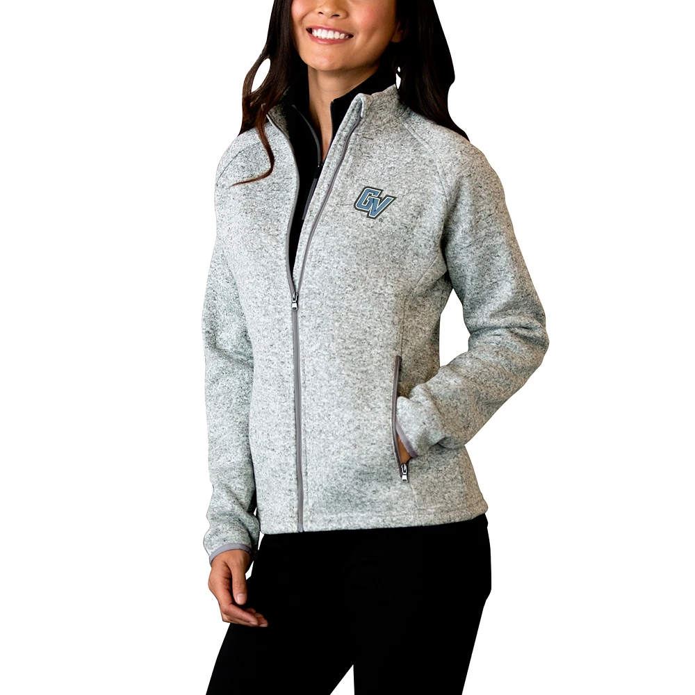 Women's Heather Gray Grand Valley State Lakers Summit Fleece Sweater Full-Zip Jacket