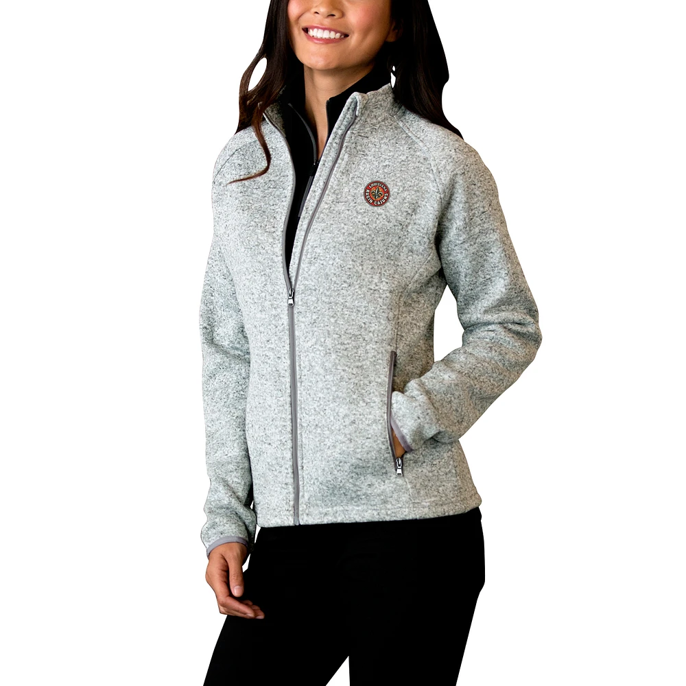 Women's Heather Gray Louisiana Ragin' Cajuns Summit Fleece Sweater Full-Zip Jacket