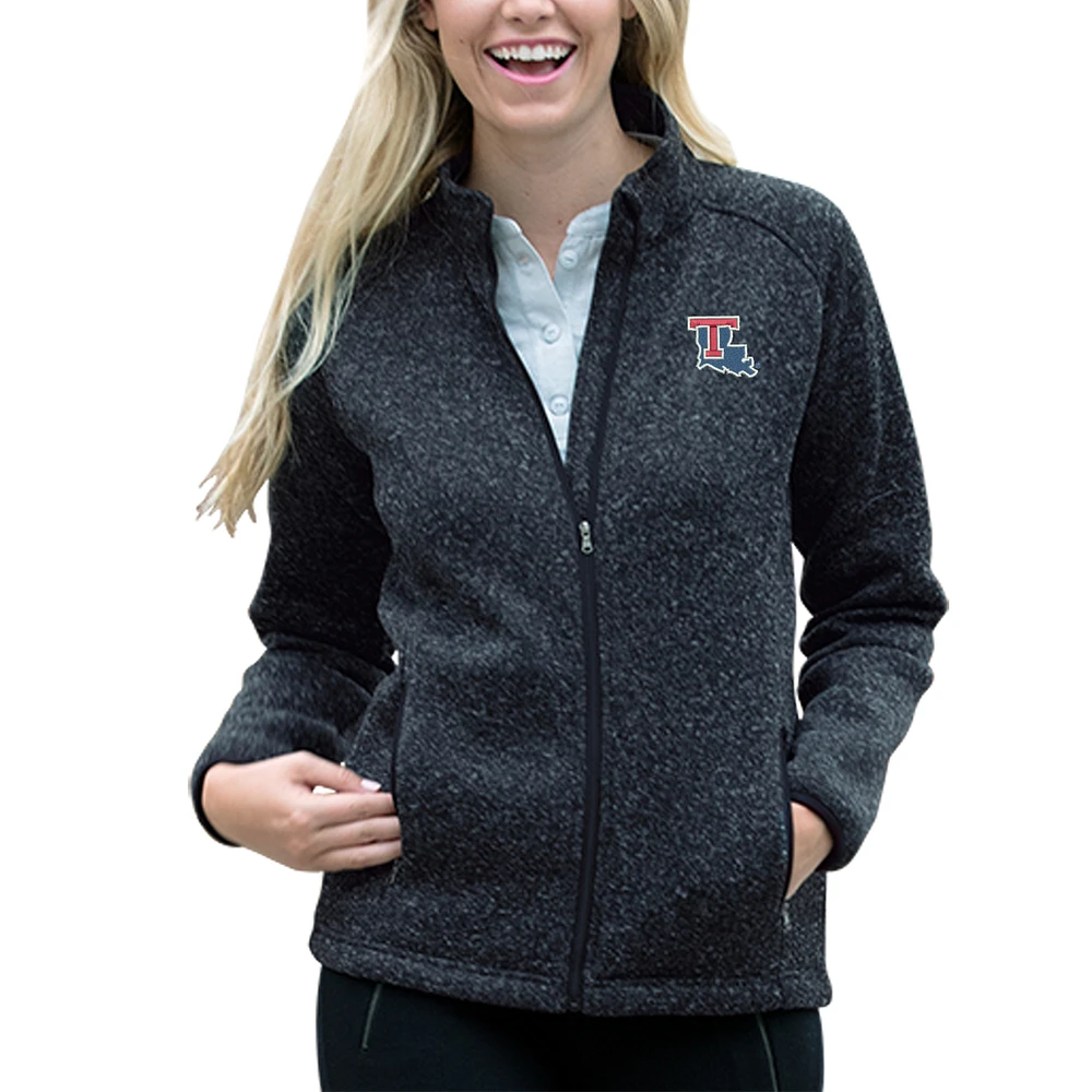 Women's Heather Navy Louisiana Tech Bulldogs Summit Fleece Sweater Full-Zip Jacket