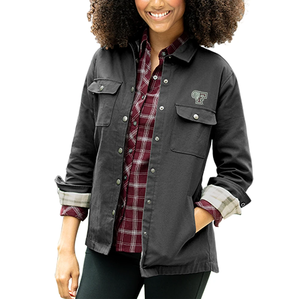 Women's Charcoal Fordham Rams Boulder Full-Snap Shirt Jacket