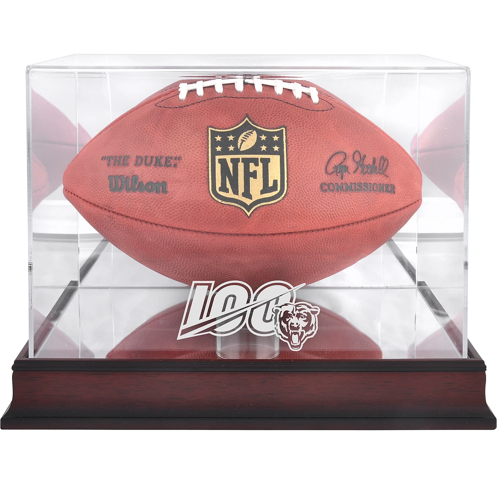 Chicago Bears NFL 100 Logo Mahogany Football Display Case with Mirror Back