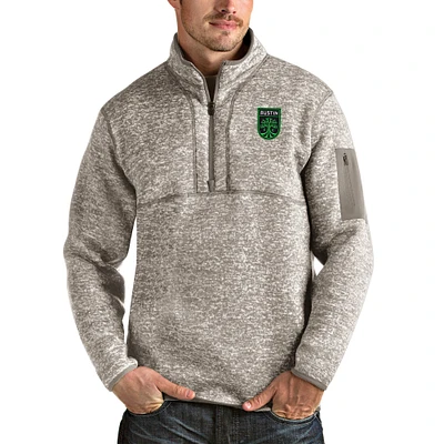 Men's Antigua Tan Austin FC Fortune Quarter-Zip Pullover Jacket