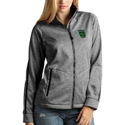 Women's Antigua Heather Black Austin FC Full-Zip Golf Jacket