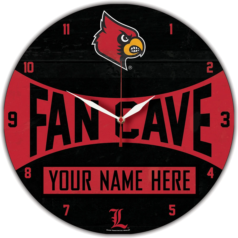 WinCraft Louisville Cardinals Personalized 14'' Round Wall Clock