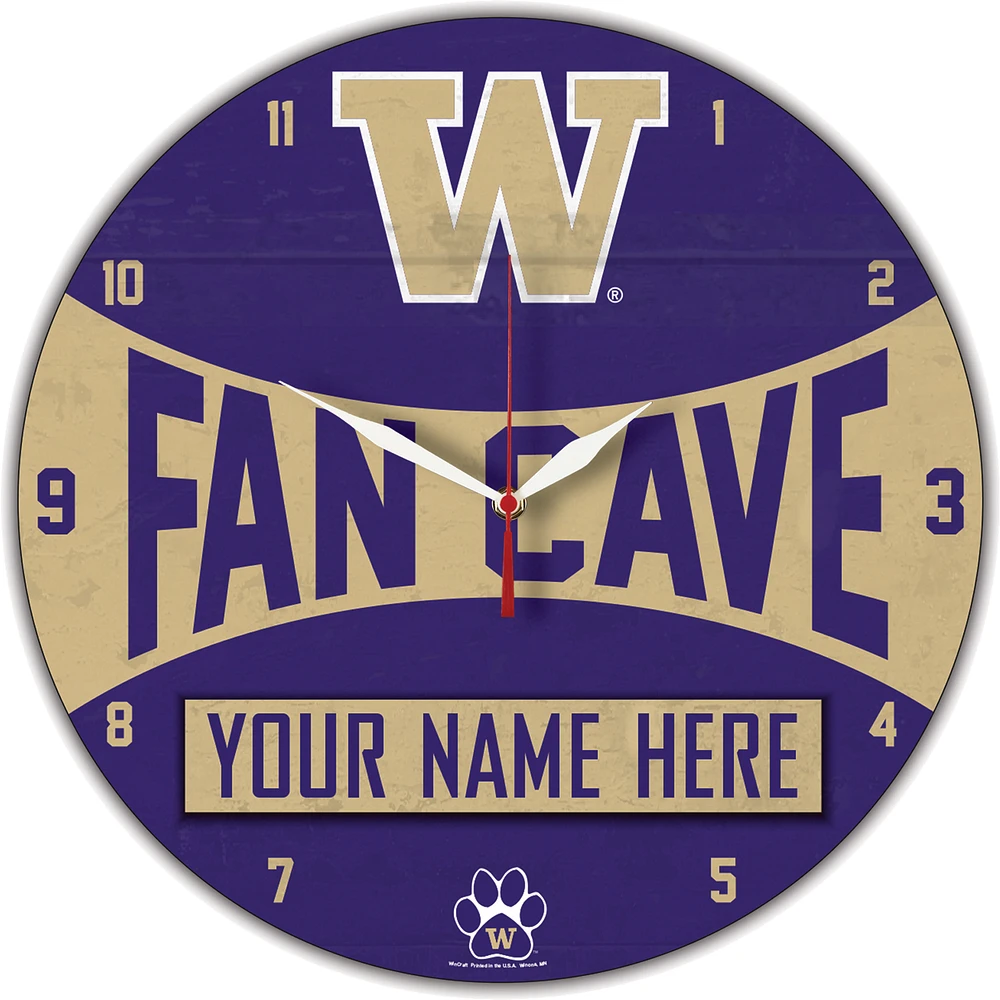 WinCraft Washington Huskies Personalized 14'' Round Wall Clock