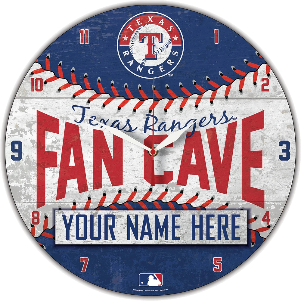 WinCraft Texas Rangers Personalized 14'' Round Wall Clock
