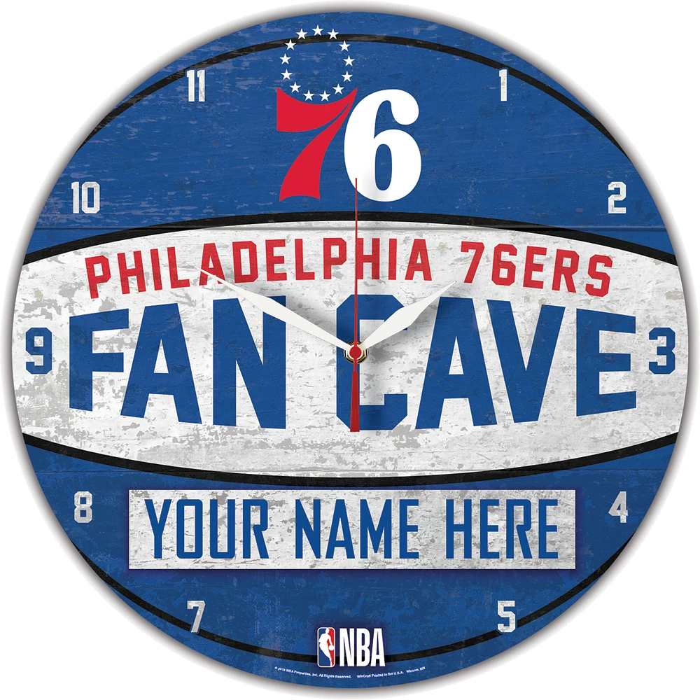 WinCraft Philadelphia 76ers Personalized 14'' Round Wall Clock