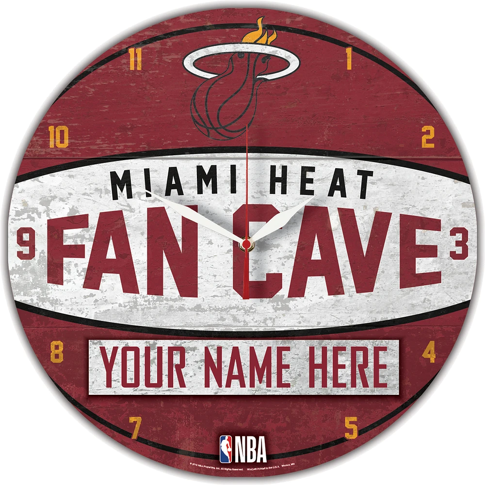WinCraft Miami Heat Personalized 14'' Round Wall Clock