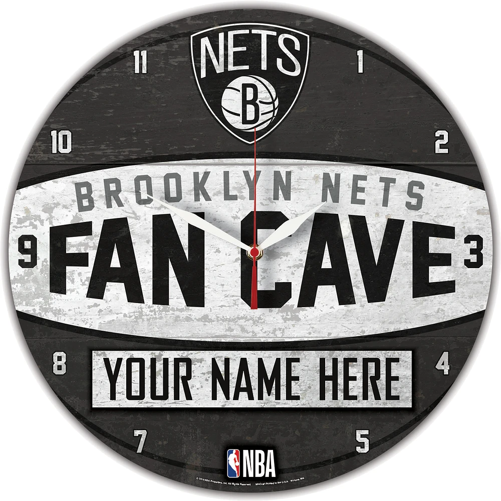 WinCraft Brooklyn Nets Personalized 14'' Round Wall Clock
