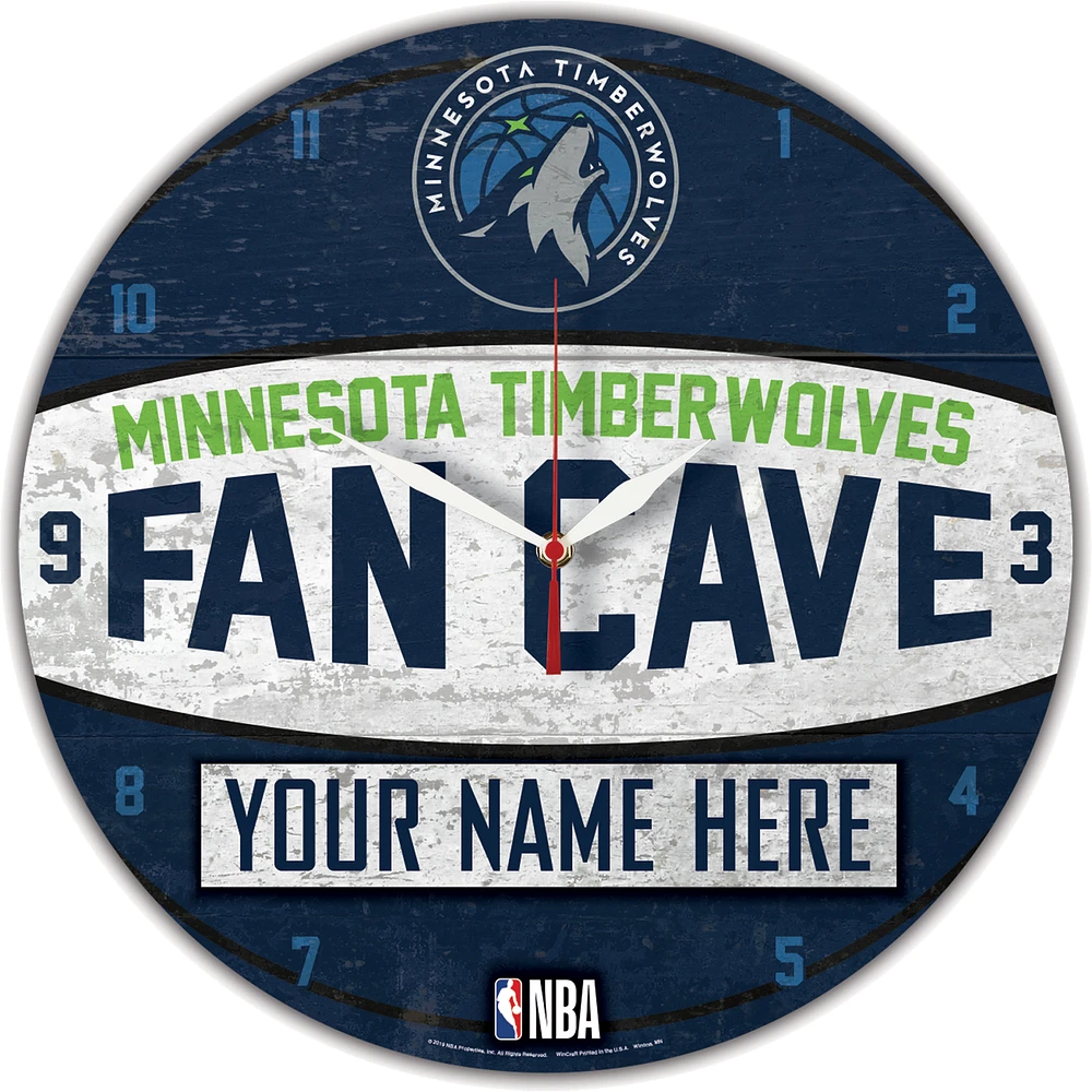 WinCraft Minnesota Timberwolves Personalized 14'' Round Wall Clock