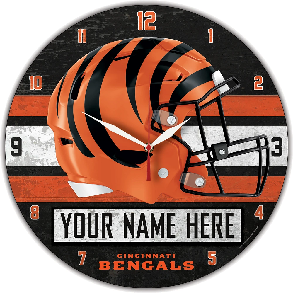 WinCraft Cincinnati Bengals Personalized 14'' Round Wall Clock