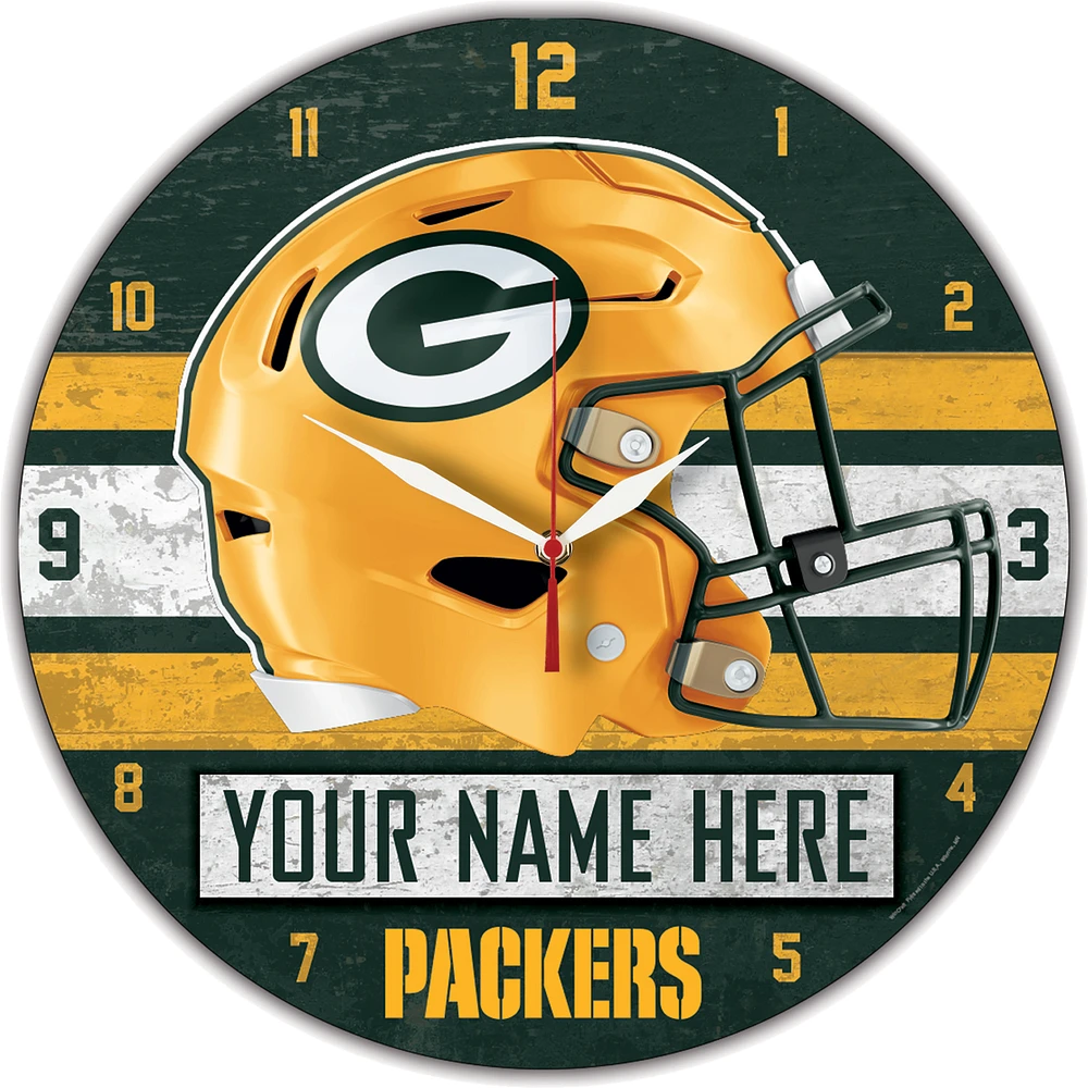 WinCraft Green Bay Packers Personalized 14'' Round Wall Clock