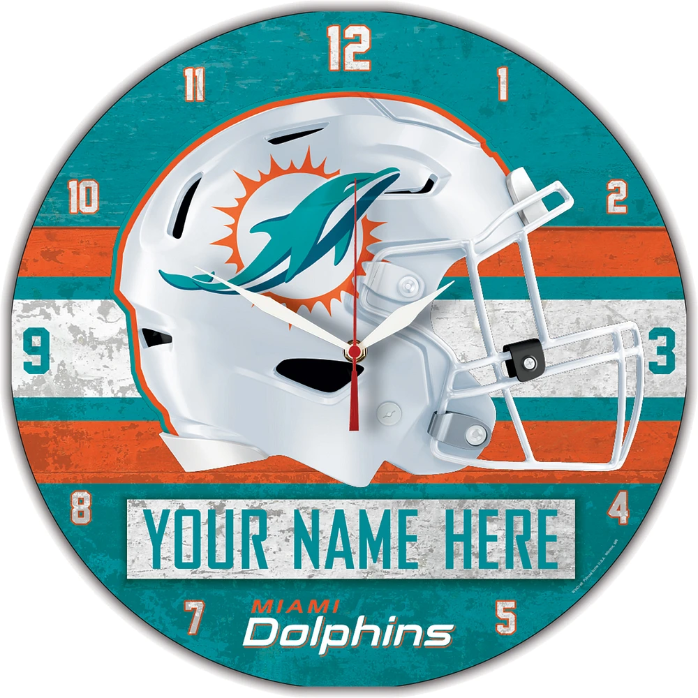 WinCraft Miami Dolphins Personalized 14'' Round Wall Clock