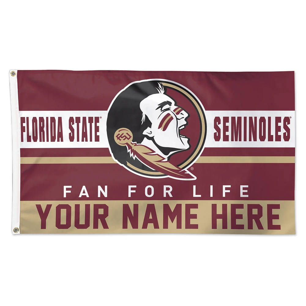 WinCraft Florida State Seminoles Personalized 3' x 5' One-Sided Deluxe Flag
