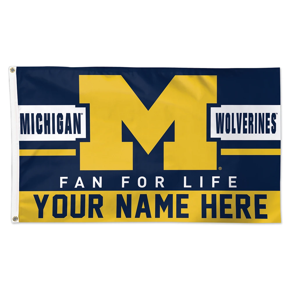 WinCraft Michigan Wolverines Personalized 3' x 5' One-Sided Deluxe Flag