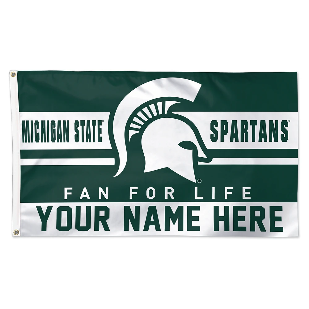 WinCraft Michigan State Spartans Personalized 3' x 5' One-Sided Deluxe Flag