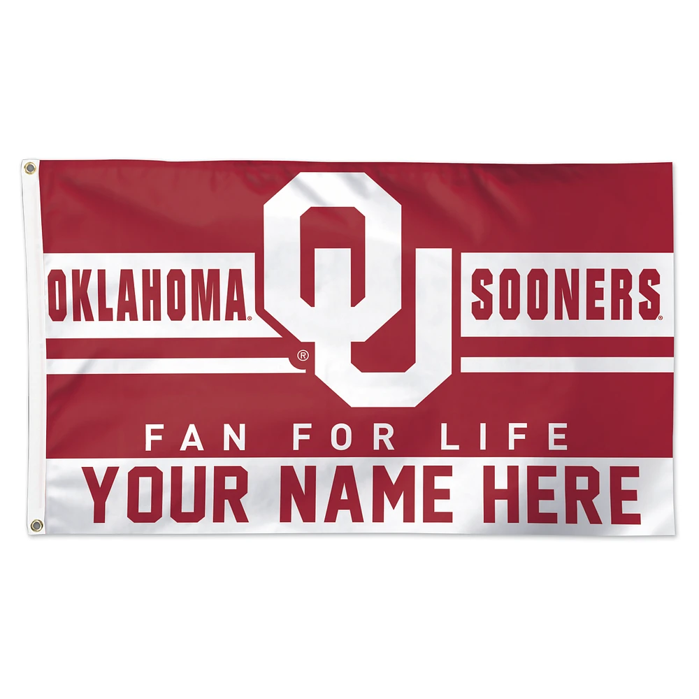 WinCraft Oklahoma Sooners Personalized 3' x 5' One-Sided Deluxe Flag