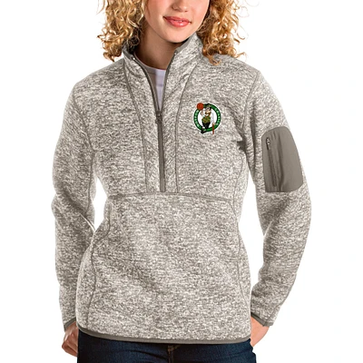 Women's Antigua Natural Boston Celtics Fortune Quarter-Zip Pullover Jacket