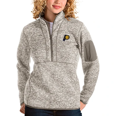 Women's Antigua Natural Indiana Pacers Fortune Quarter-Zip Pullover Jacket