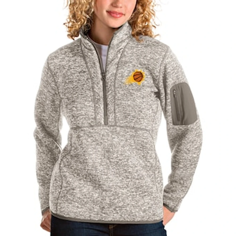Women's Antigua Natural Phoenix Suns Fortune Quarter-Zip Pullover Jacket