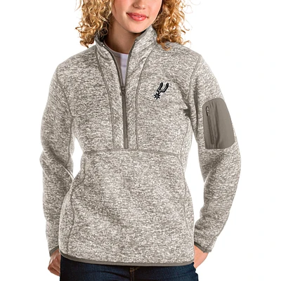 Women's Antigua Natural San Antonio Spurs Fortune Quarter-Zip Pullover Jacket
