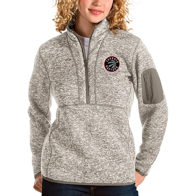 Women's Antigua Natural Toronto Raptors Fortune Quarter-Zip Pullover Jacket