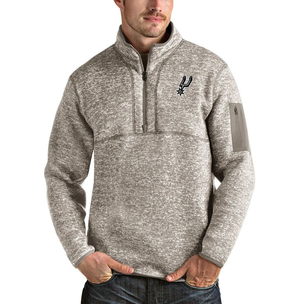 Men's Antigua Natural San Antonio Spurs Fortune Quarter-Zip Pullover Jacket