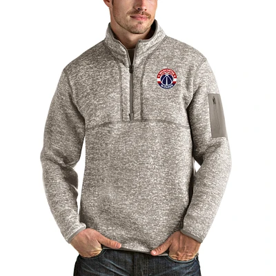 Men's Antigua Natural Washington Wizards Fortune Quarter-Zip Pullover Jacket