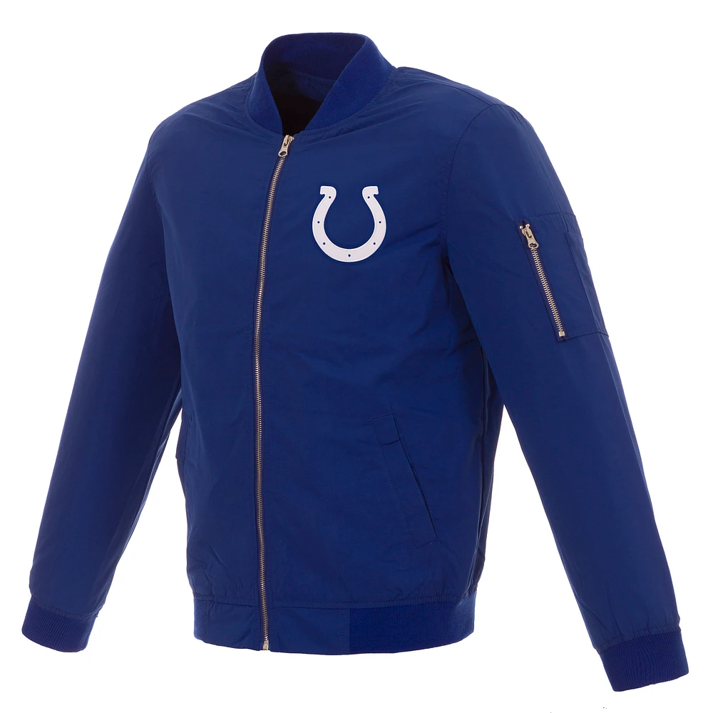Men's NFL Pro Line by JH Design Royal Indianapolis Colts Full-Zip Bomber Lightweight Jacket