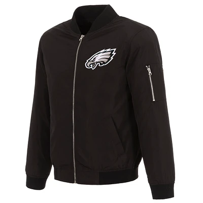 Men's NFL Pro Line by JH Design Black Philadelphia Eagles Full-Zip Bomber Lightweight Jacket