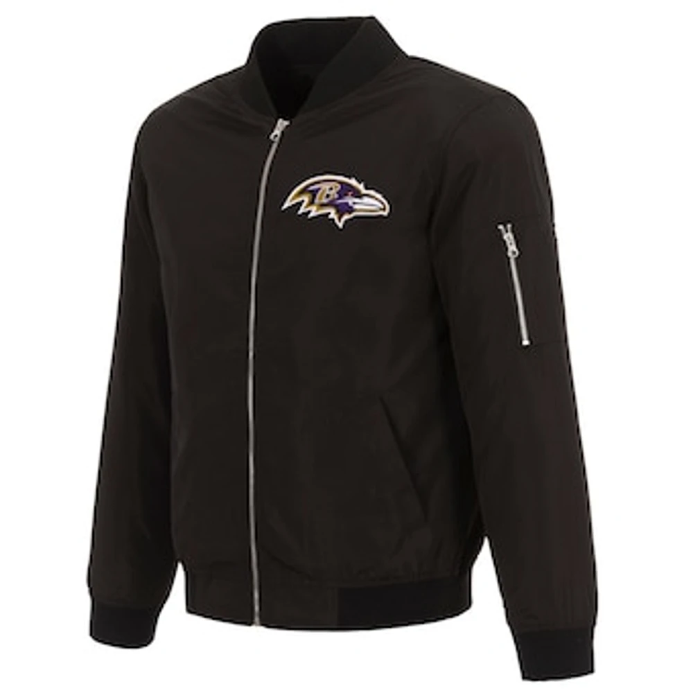 Men's NFL Pro Line by JH Design Black Baltimore Ravens Full-Zip Bomber Lightweight Jacket