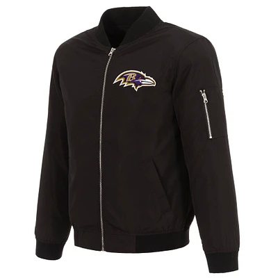 Men's NFL Pro Line by JH Design Black Baltimore Ravens Full-Zip Bomber Lightweight Jacket