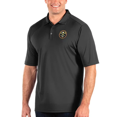 Men's Antigua Charcoal Denver Nuggets Big & Tall Tribute Polo