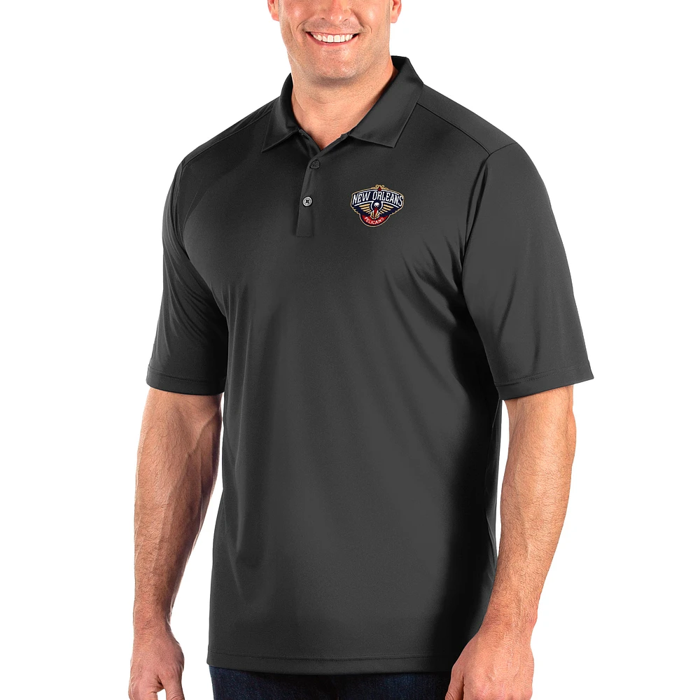 Men's Antigua Charcoal New Orleans Pelicans Big & Tall Tribute Polo