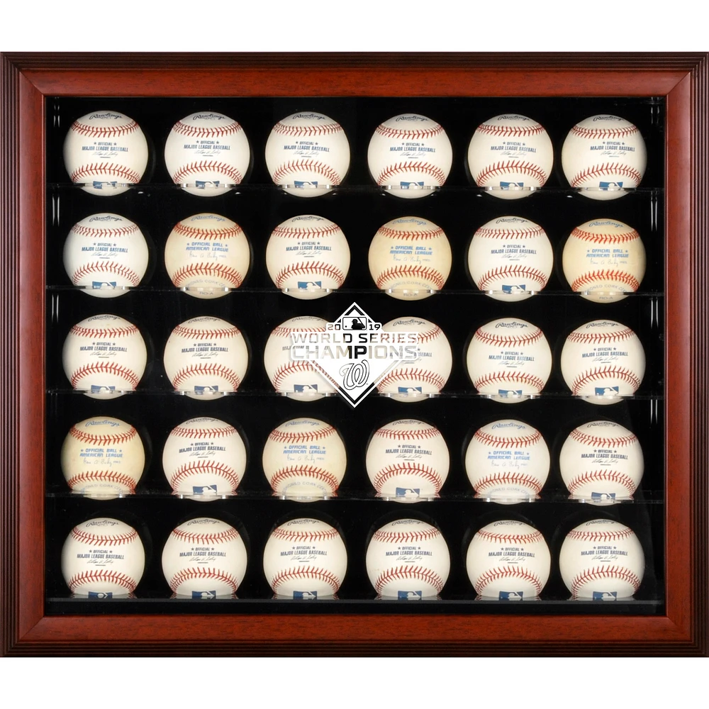 Washington Nationals Mahogany Framed 2019 World Series Champions Logo 30-Baseball Display Case