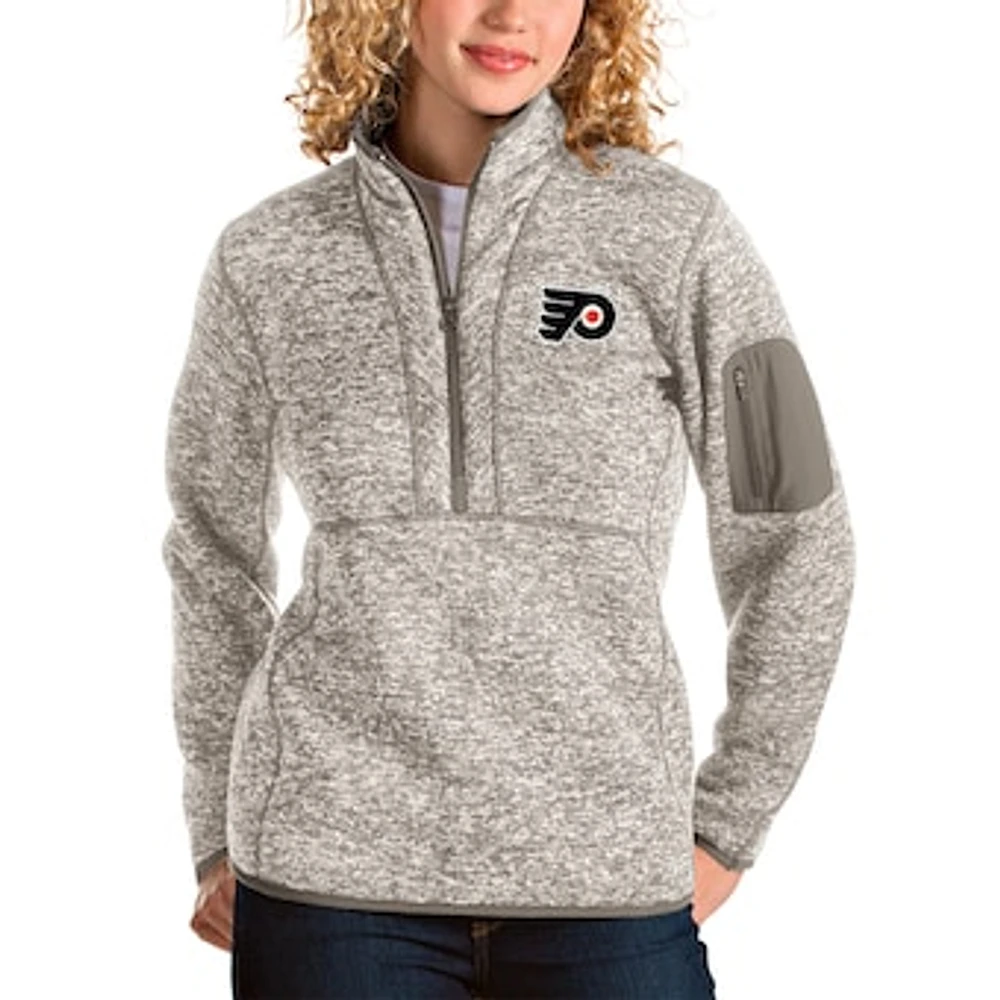 Women's Antigua Oatmeal Philadelphia Flyers Fortune Half-Zip Sweatshirt