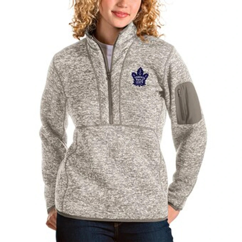 Women's Antigua Oatmeal Toronto Maple Leafs Fortune Half-Zip Sweatshirt